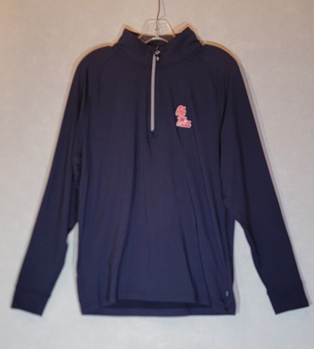 Ole Miss Rebels Cutter & Buck Quarter Zip Pullover Mens Medium Navy